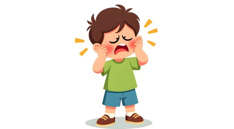 牙痛难忍的卡通男孩