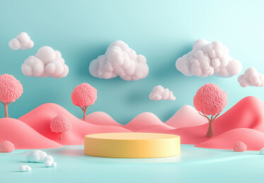 3D粘土风风景插画