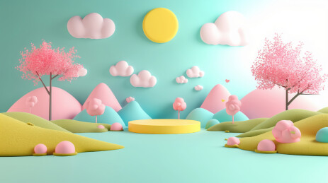 3D粘土风风景插画