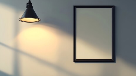 墙上复古铁架与工业壁灯