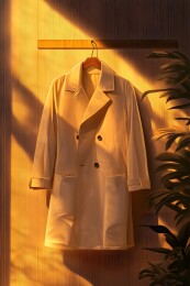 柔光下墙上的雨衣