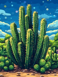 阳光下的仙人掌与好奇游客