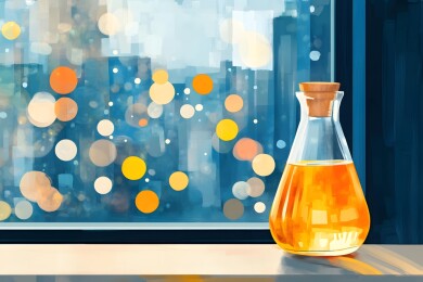 窗台上优雅的玻璃油壶