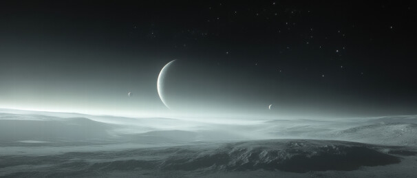 月球表面的宁静夜景