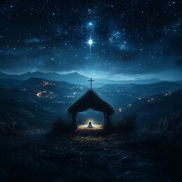 耶稣降生马槽夜空