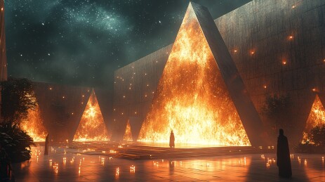 星夜舞台与石墙