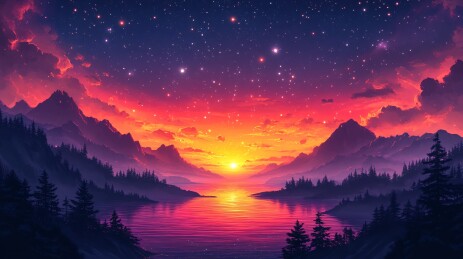 星河璀璨夜空