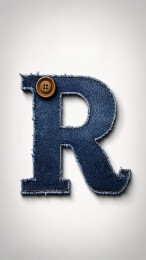 字母R形牛仔布贴