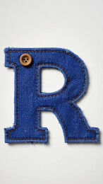 字母R型牛仔布贴