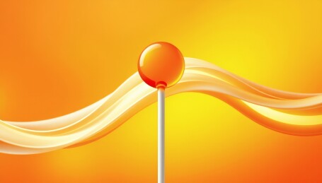 橙色背景上的圆润棒棒糖