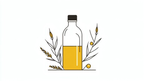 橄榄油瓶与植物的清新静物