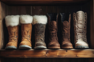 复古风尚的靴子陈列