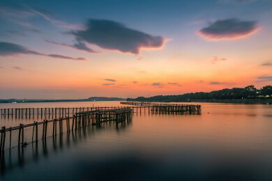 绍兴昂桑湖日出朝霞