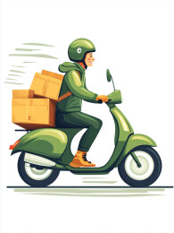 骑车送货的快递员