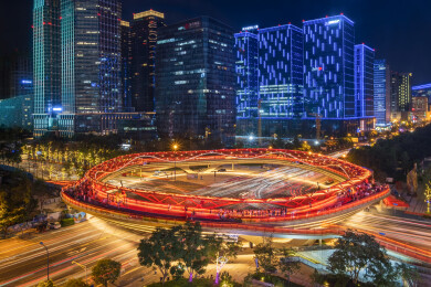 成都高新区金融城交子之环夜景