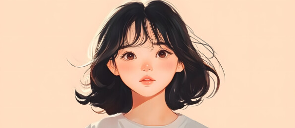 漫画风短发女孩的温柔注视