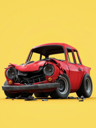 发生车祸的一辆汽车