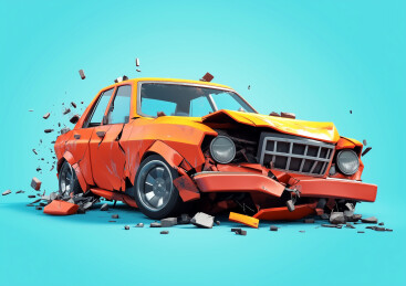 发生车祸的一辆汽车