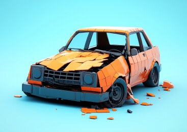 发生车祸的一辆汽车