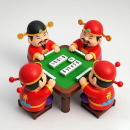 打麻将的卡通元素
