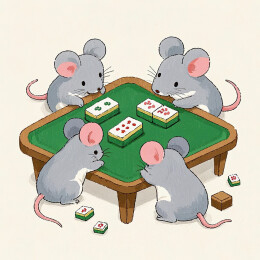 小老鼠打麻将的插画