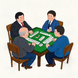 打麻将的卡通元素