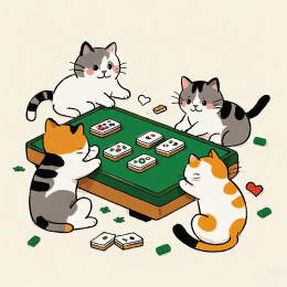 小猫打麻将的元素