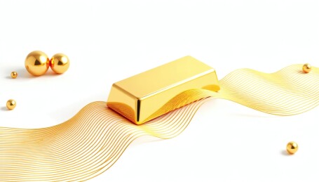 金块金球与金色线条组合画面