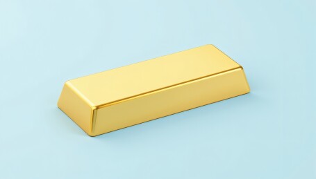 蓝色背景上的金色长方体金条