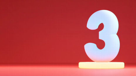 红色背景上的数字3