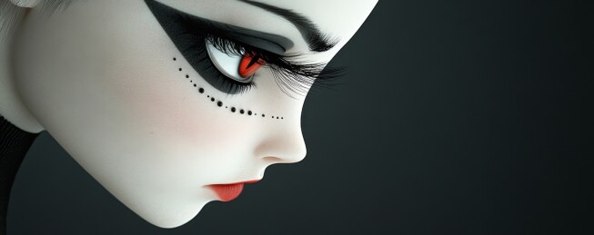 红眼妆人像侧面