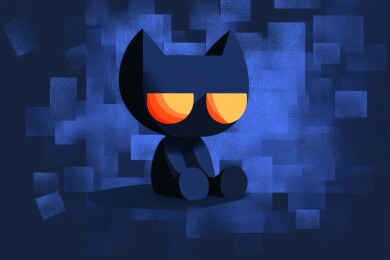 暗夜猫咪坐