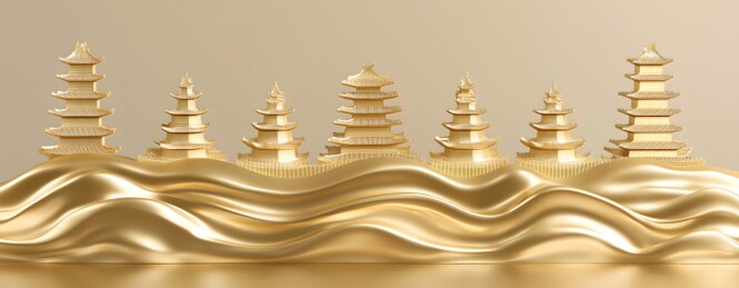 金色古风建筑群展示