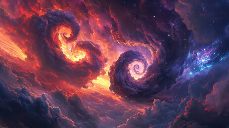 日落时戏剧性天空的低角度视图