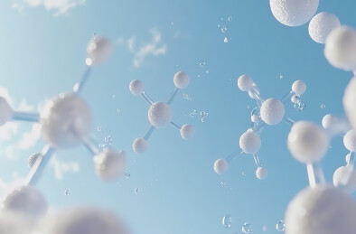 蓝色背景上的气泡特写镜头