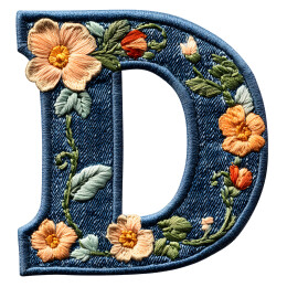牛仔布刺绣字母D