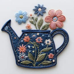 喷壶花卉刺绣图案