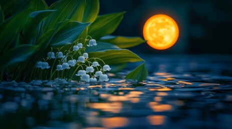 溪边蓝铃花的幽美景致