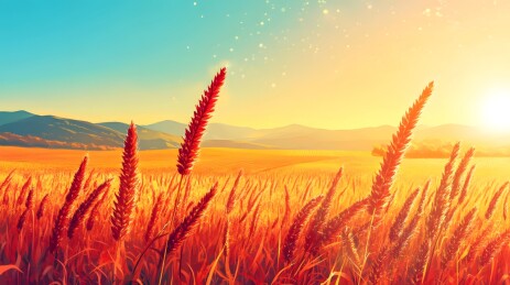 秋风中泛起红色波浪的高粱田