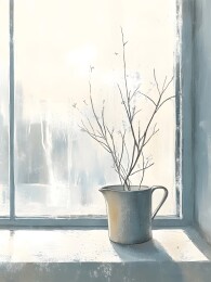 窗台上优雅的玻璃油壶