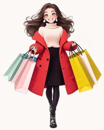女性开心商场购物消费买买买