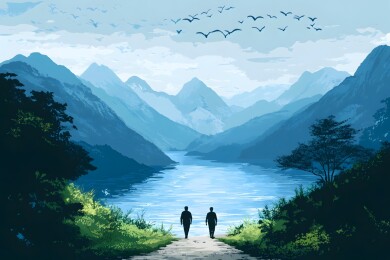 山间小径上的徒步旅行者