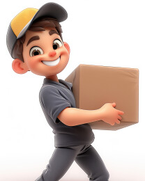 卡通快递员派送包裹