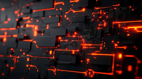 黑红电路板特写图