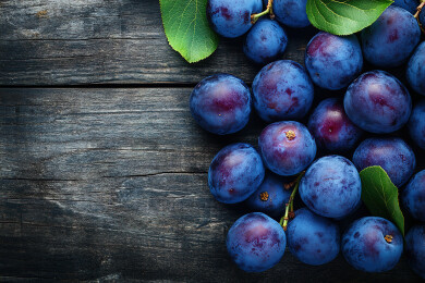 就在桌子上蓝莓的正上方