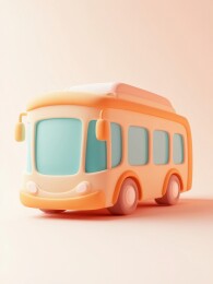 卡通风格的橙色巴士