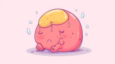 哭泣难过的卡通脂肪肝脏