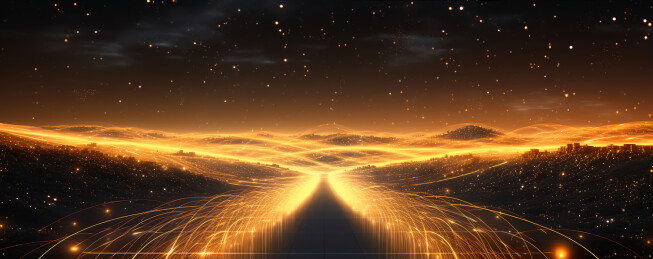 高山下的金色光轨公路