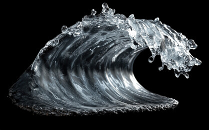 黑色背景下飞溅的水的特写镜头