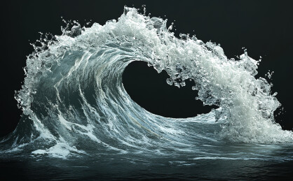 黑色背景下飞溅的水的特写镜头